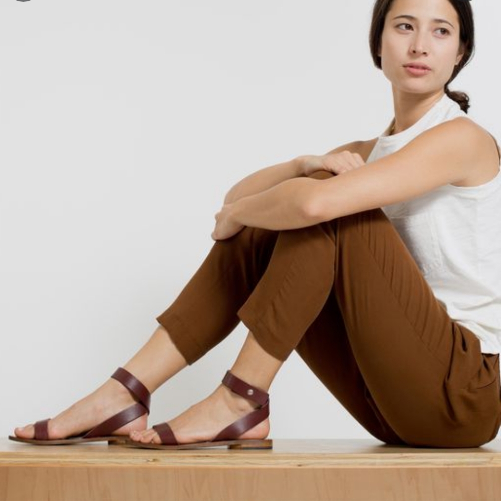 Everlane Ankle Strap Black Leather sandals